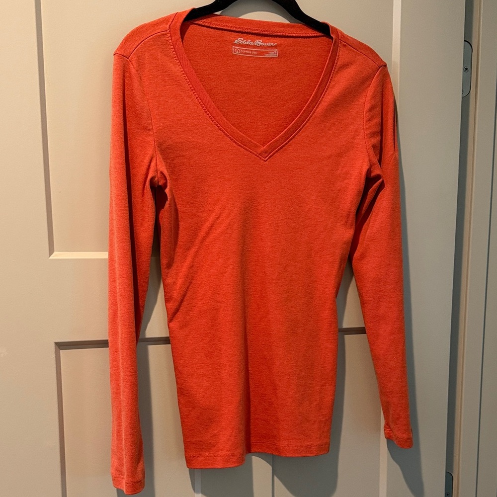 Eddie Bauer Women's Vivid Orange Long Sleeve Top